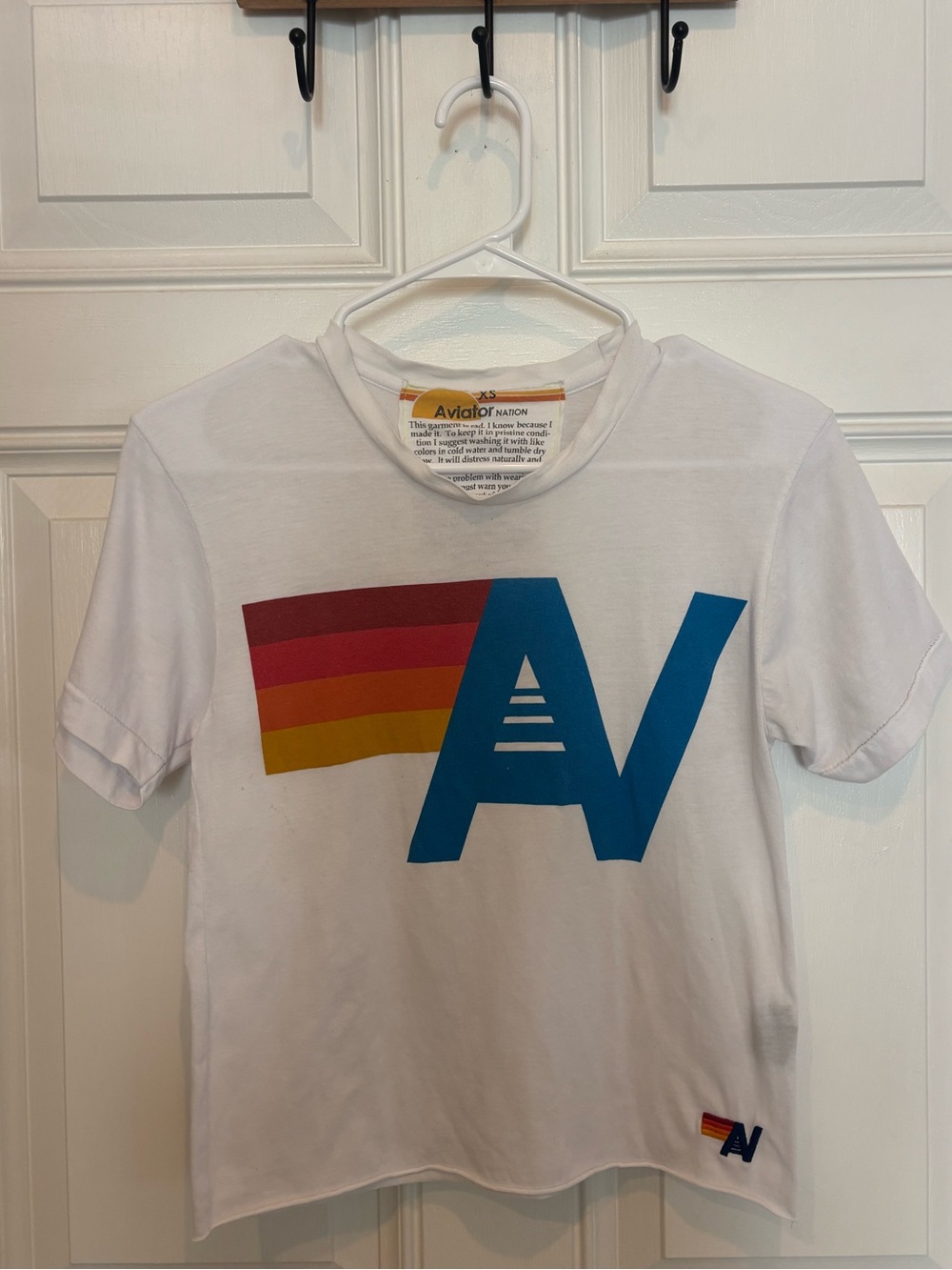 Aviator Nation White Boyfriend Tee, Size XS
